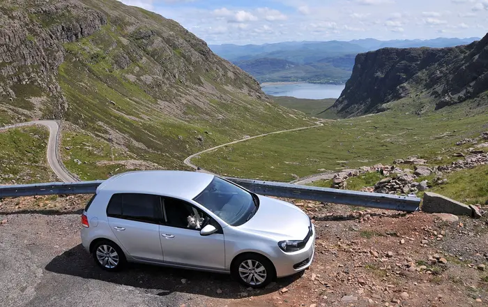 VW Golf on a Scottish mountain pass (49276796193)