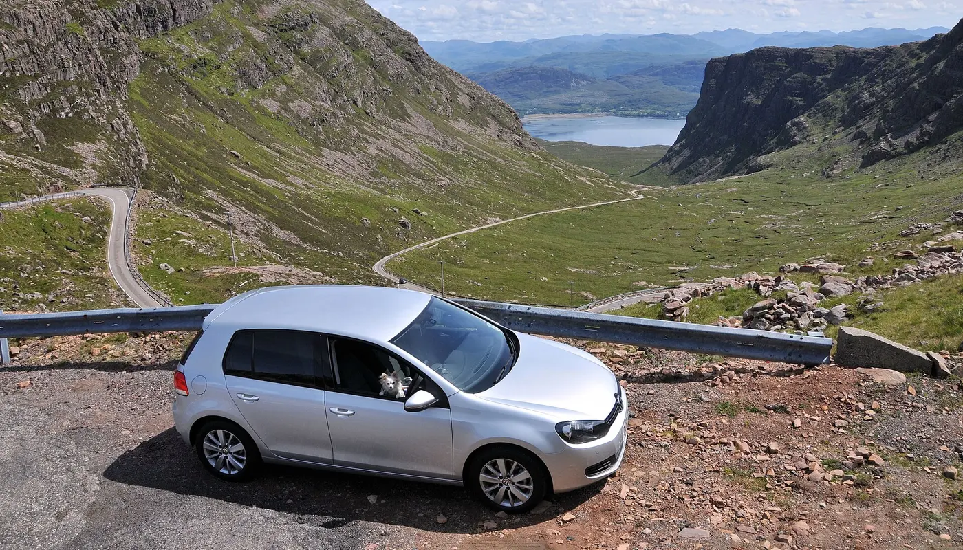 VW Golf on a Scottish mountain pass (49276796193)